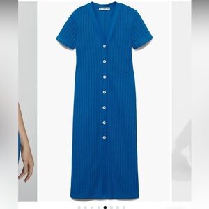 Mango Open Stitch Button Front Knit Dress